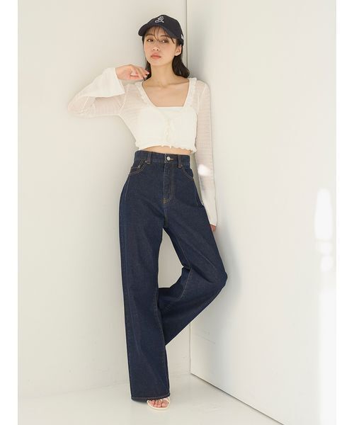 SNIDEL(スナイデル)の「シアーフリルコンパクトカーディガン(カーディガン/ボレロ・レディース・ブラウン/ホワイト/ネイビー/イエロー・F)」の21枚目の写真