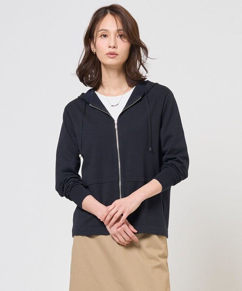 セール】【冷房対策に】Hood Cardigan ニット パーカー（カーディガン