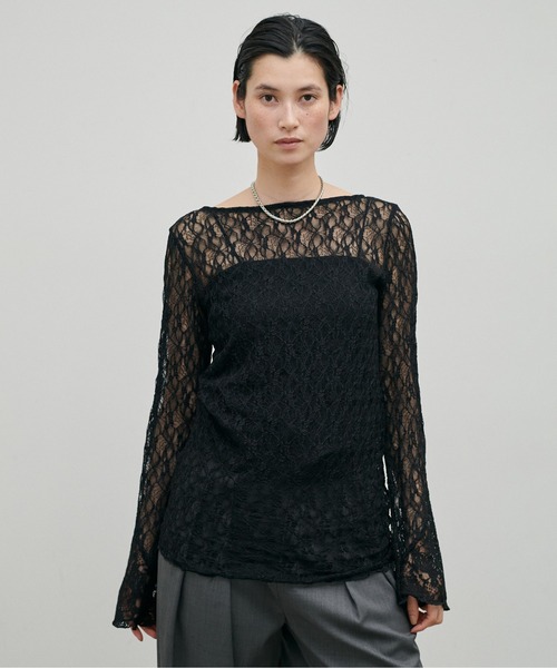 LARUTA（ラルータ）の「【LARUTA】MIXレース切替プルオーバー（Tシャツ/カットソー・レディース・アイボリー/オフホワイト/ブラック・FREE）」の3枚目の写真