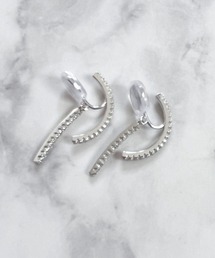 YU-KA:ビジュークロスラインイヤリング bijou cross line earring