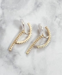 YU-KA:ビジュークロスラインイヤリング bijou cross line earring