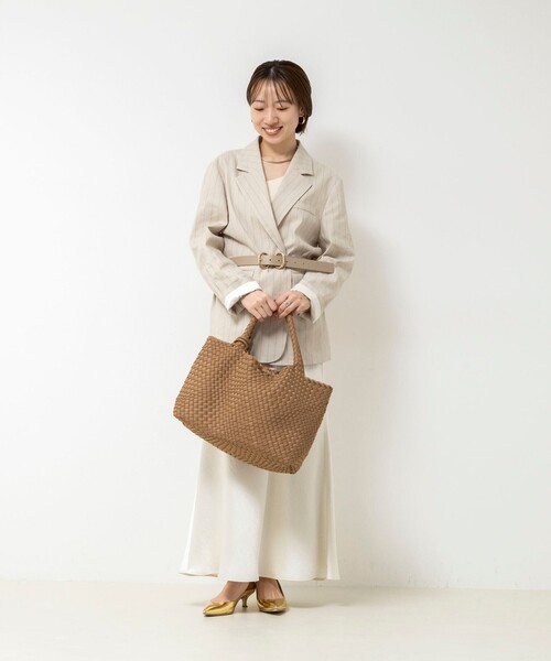 NOLLEY’S(ノーリーズ)の「【WEB&一部店舗限定色アイテム】ウォッシャブルストライプオーバージャケット(テーラードジャケット・レディース・ベージュ系その他/ブルー系その他6/ホワイト系その他2・38)」の11枚目の写真