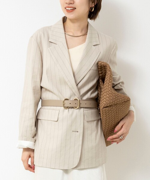 NOLLEY’S(ノーリーズ)の「【WEB&一部店舗限定色アイテム】ウォッシャブルストライプオーバージャケット(テーラードジャケット・レディース・ベージュ系その他/ブルー系その他6/ホワイト系その他2・38)」の12枚目の写真