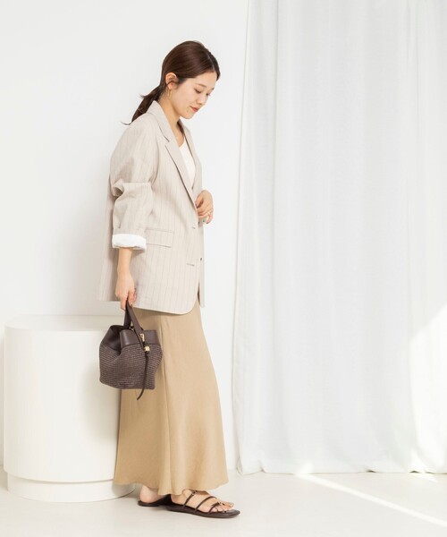NOLLEY’S(ノーリーズ)の「【WEB&一部店舗限定色アイテム】ウォッシャブルストライプオーバージャケット(テーラードジャケット・レディース・ベージュ系その他/ブルー系その他6/ホワイト系その他2・38)」の13枚目の写真