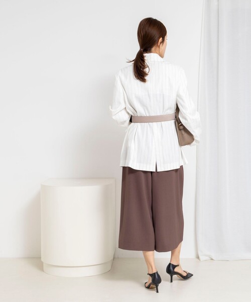 NOLLEY’S（ノーリーズ）の「【WEB＆一部店舗限定色アイテム】ウォッシャブルストライプオーバージャケット（テーラードジャケット・レディース・ベージュ系その他/ブルー系その他6/ホワイト系その他2・38）」の22枚目の写真