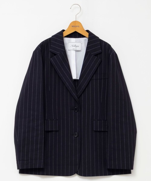 NOLLEY’S（ノーリーズ）の「【WEB＆一部店舗限定色アイテム】ウォッシャブルストライプオーバージャケット（テーラードジャケット・レディース・ベージュ系その他/ブルー系その他6/ホワイト系その他2・38）」の16枚目の写真