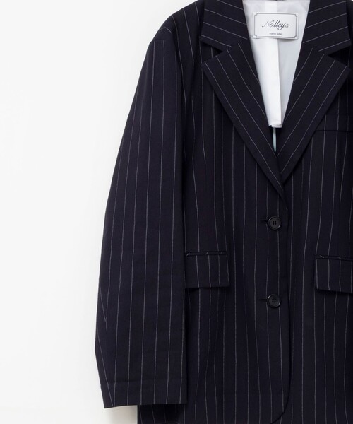 NOLLEY’S（ノーリーズ）の「【WEB＆一部店舗限定色アイテム】ウォッシャブルストライプオーバージャケット（テーラードジャケット・レディース・ベージュ系その他/ブルー系その他6/ホワイト系その他2・38）」の8枚目の写真