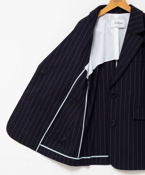 NOLLEY’S（ノーリーズ）の「【WEB＆一部店舗限定色アイテム】ウォッシャブルストライプオーバージャケット（テーラードジャケット・レディース・ベージュ系その他/ブルー系その他6/ホワイト系その他2・38）」の7枚目の写真