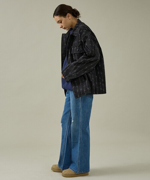 Rouge vif la cle（ルージュヴィフラクレ）の「【157 woadblue/イチゴーナナ ウォードブルー】デニムパンツ/HW Semi-Wide Flare/デニム【WEB限定】（デニムパンツ・レディース・インディゴブルー・26/25/24/23）」の4枚目の写真