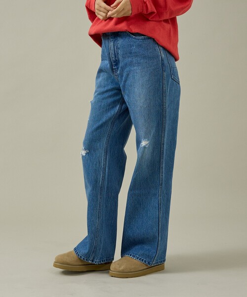 Rouge vif la cle（ルージュヴィフラクレ）の「【157 woadblue/イチゴーナナ ウォードブルー】デニムパンツ/HW Semi-Wide Flare/デニム【WEB限定】（デニムパンツ・レディース・インディゴブルー・26/25/24/23）」の7枚目の写真