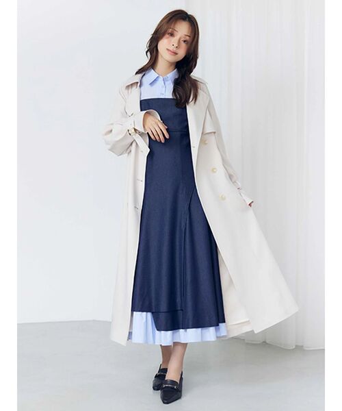 MERCURYDUO（マーキュリーデュオ）の「シャツドッキングベアワンピース（ワンピース・レディース・ベージュ/チャコールグレー/ライトブルー・MEDIUM/SMALL）」の6枚目の写真