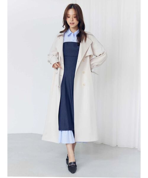 MERCURYDUO（マーキュリーデュオ）の「シャツドッキングベアワンピース（ワンピース・レディース・ベージュ/チャコールグレー/ライトブルー・MEDIUM/SMALL）」の7枚目の写真