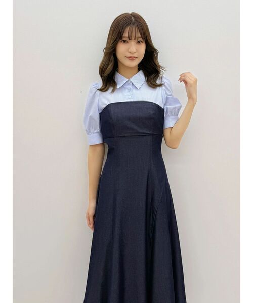 MERCURYDUO（マーキュリーデュオ）の「シャツドッキングベアワンピース（ワンピース・レディース・ベージュ/チャコールグレー/ライトブルー・MEDIUM/SMALL）」の16枚目の写真