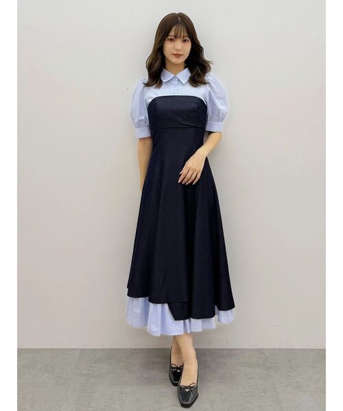 MERCURYDUO（マーキュリーデュオ）の「シャツドッキングベアワンピース（ワンピース・レディース・ベージュ/チャコールグレー/ライトブルー・MEDIUM/SMALL）」の18枚目の写真