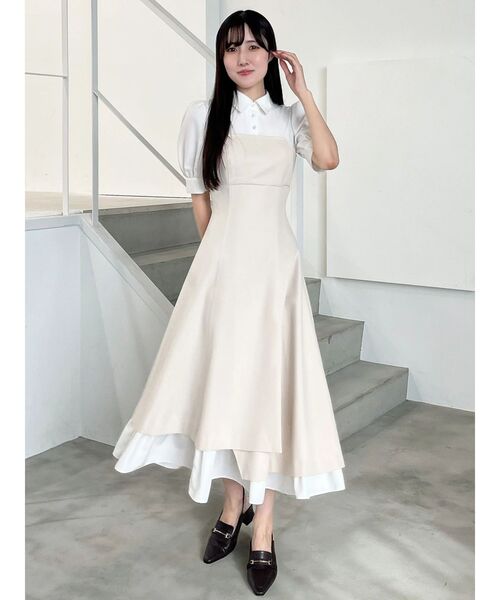 MERCURYDUO（マーキュリーデュオ）の「シャツドッキングベアワンピース（ワンピース・レディース・ベージュ/チャコールグレー/ライトブルー・MEDIUM/SMALL）」の9枚目の写真