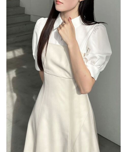 MERCURYDUO（マーキュリーデュオ）の「シャツドッキングベアワンピース（ワンピース・レディース・ベージュ/チャコールグレー/ライトブルー・MEDIUM/SMALL）」の11枚目の写真