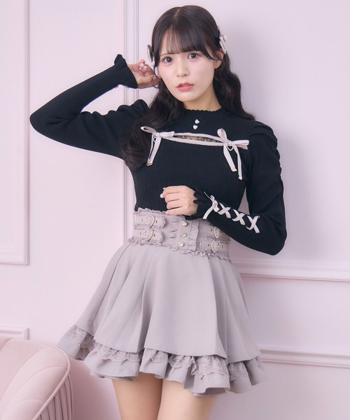 ROJITA(ロジータ)の「デコルテ開き配色リボンニット(ニット/セーター・レディース・ブラック/ピンク/ホワイト・FREE)」の11枚目の写真