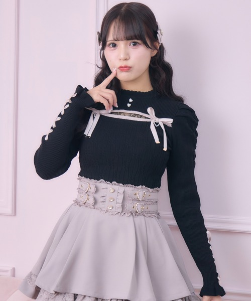ROJITA(ロジータ)の「デコルテ開き配色リボンニット(ニット/セーター・レディース・ブラック/ピンク/ホワイト・FREE)」の21枚目の写真