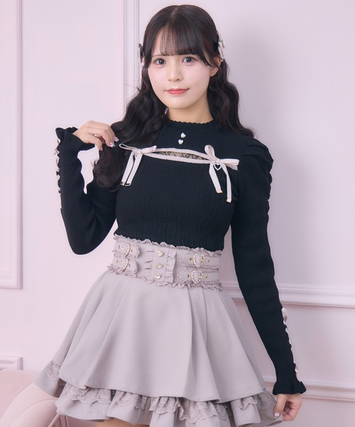 ROJITA(ロジータ)の「デコルテ開き配色リボンニット(ニット/セーター・レディース・ブラック/ピンク/ホワイト・FREE)」の22枚目の写真