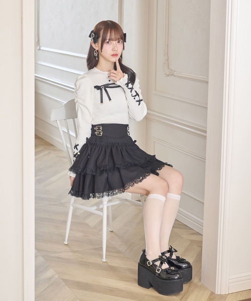 ROJITA(ロジータ)の「デコルテ開き配色リボンニット(ニット/セーター・レディース・ブラック/ピンク/ホワイト・FREE)」の13枚目の写真