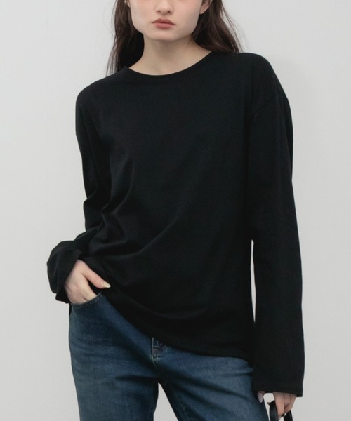 HEILIS(ヘイリス)の「クルーネックベーシックロンT(Tシャツ/カットソー・レディース・アイボリー/グレー/ブラック・FREE)」の2枚目の写真