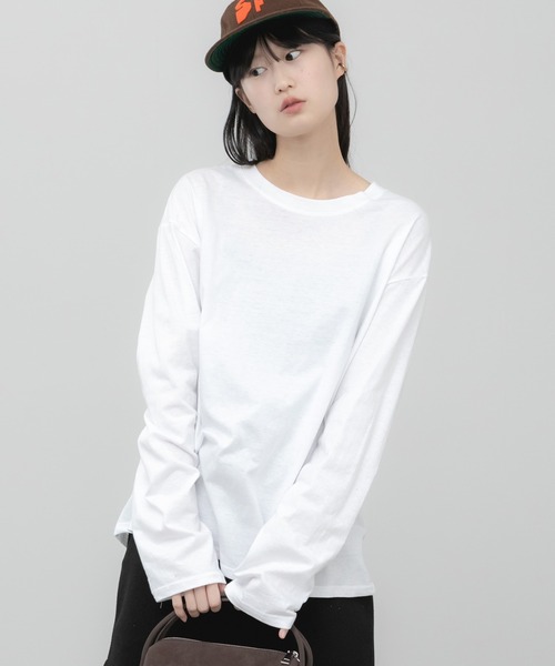 HEILIS(ヘイリス)の「クルーネックベーシックロンT(Tシャツ/カットソー・レディース・アイボリー/グレー/ブラック・FREE)」の6枚目の写真