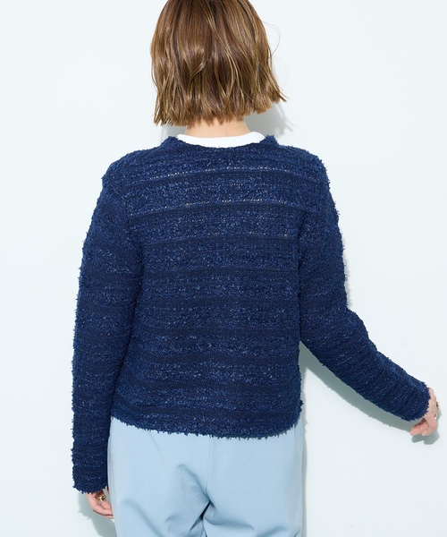 Petit Honfleur(プチオンフルール)の「ツイードカーディガン【洗える】(カーディガン/ボレロ・レディース・ネイビー/ブルー・M/L)」の9枚目の写真