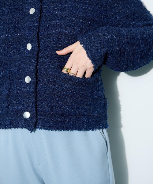 Petit Honfleur(プチオンフルール)の「ツイードカーディガン【洗える】(カーディガン/ボレロ・レディース・ネイビー/ブルー・M/L)」の22枚目の写真