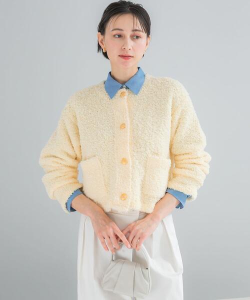 URBAN RESEARCH ROSSO WOMEN（アーバンリサーチ　ロッソ）の「ニットツイードショートカーディガン（カーディガン/ボレロ・レディース・イエロー系その他/ブルー/ホワイト・FREE）」の3枚目の写真
