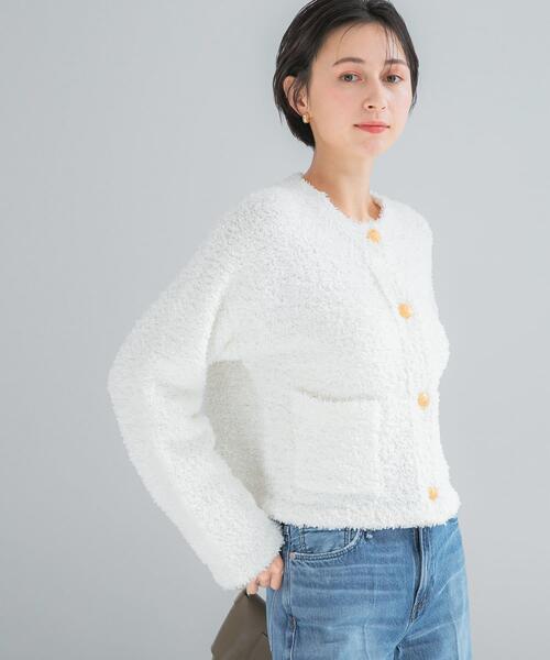 URBAN RESEARCH ROSSO WOMEN（アーバンリサーチ　ロッソ）の「ニットツイードショートカーディガン（カーディガン/ボレロ・レディース・イエロー系その他/ブルー/ホワイト・FREE）」の5枚目の写真
