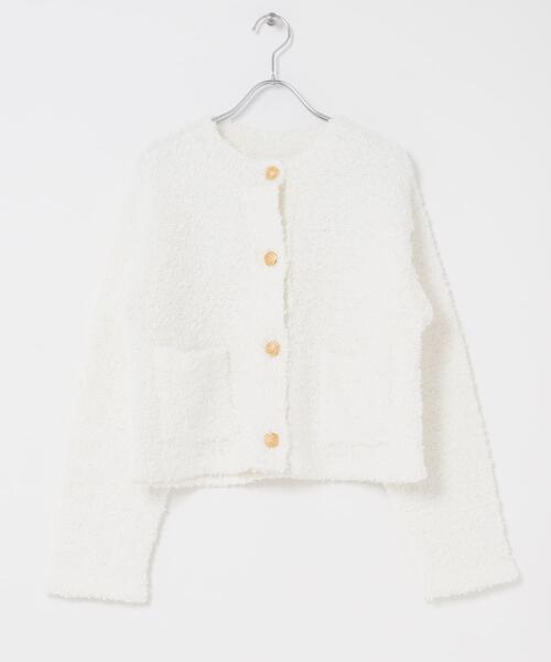 URBAN RESEARCH ROSSO WOMEN（アーバンリサーチ　ロッソ）の「ニットツイードショートカーディガン（カーディガン/ボレロ・レディース・イエロー系その他/ブルー/ホワイト・FREE）」の8枚目の写真