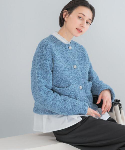 URBAN RESEARCH ROSSO WOMEN（アーバンリサーチ　ロッソ）の「ニットツイードショートカーディガン（カーディガン/ボレロ・レディース・イエロー系その他/ブルー/ホワイト・FREE）」の18枚目の写真