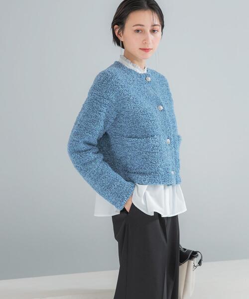 URBAN RESEARCH ROSSO WOMEN（アーバンリサーチ　ロッソ）の「ニットツイードショートカーディガン（カーディガン/ボレロ・レディース・イエロー系その他/ブルー/ホワイト・FREE）」の20枚目の写真