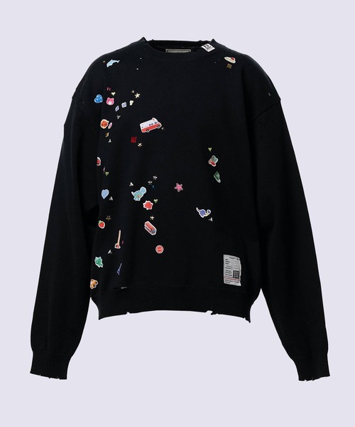 Maison MIHARA YASUHIRO（メゾンミハラヤスヒロ）の「【MIHARAYASUHIRO/ミハラヤスヒロ】KIDS STICKER KNIT PULLOVER（スウェット・メンズ・グレー/ホワイト/ブラック・48/46/44）」の3枚目の写真