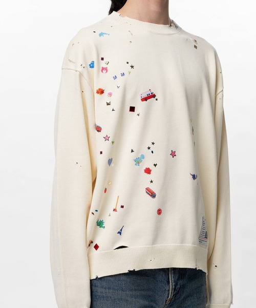 Maison MIHARA YASUHIRO（メゾンミハラヤスヒロ）の「【MIHARAYASUHIRO/ミハラヤスヒロ】KIDS STICKER KNIT PULLOVER（スウェット・メンズ・グレー/ホワイト/ブラック・48/46/44）」の12枚目の写真