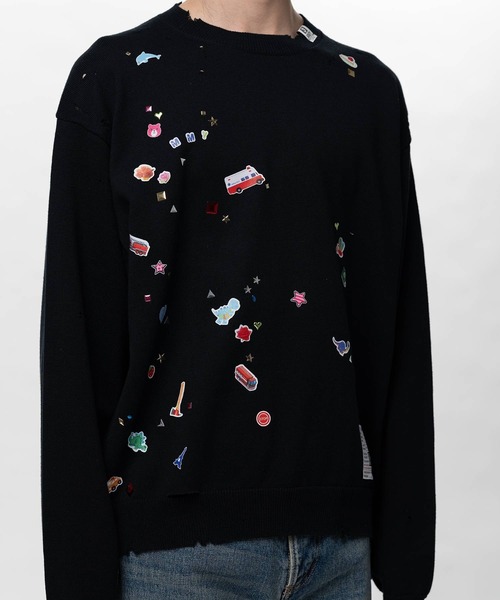 Maison MIHARA YASUHIRO（メゾンミハラヤスヒロ）の「【MIHARAYASUHIRO/ミハラヤスヒロ】KIDS STICKER KNIT PULLOVER（スウェット・メンズ・グレー/ホワイト/ブラック・48/46/44）」の19枚目の写真
