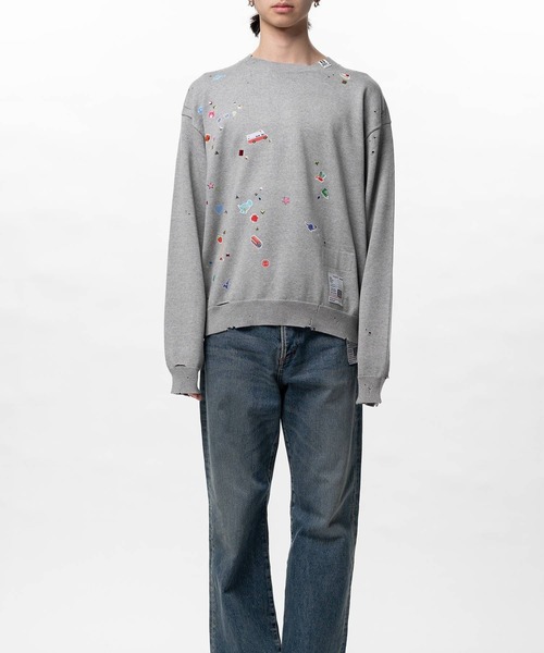 Maison MIHARA YASUHIRO（メゾンミハラヤスヒロ）の「【MIHARAYASUHIRO/ミハラヤスヒロ】KIDS STICKER KNIT PULLOVER（スウェット・メンズ・グレー/ホワイト/ブラック・48/46/44）」の21枚目の写真