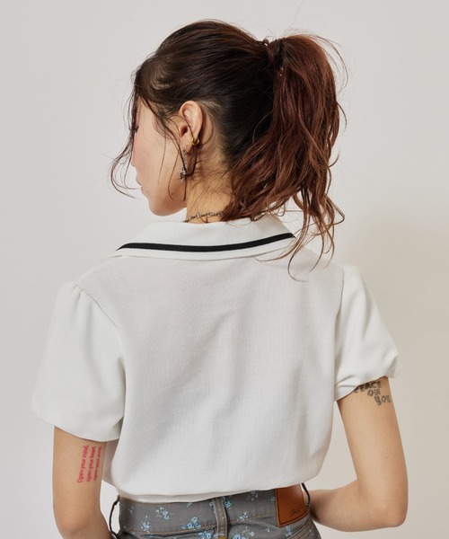atmos pink(アトモスピンク)の「atmos pink Cashe-Coeur Polo Shirt / アトモスピンク カシュクール ポロ シャツ(ポロシャツ・レディース・ブラック/ホワイト/グリーン・FREE)」の9枚目の写真