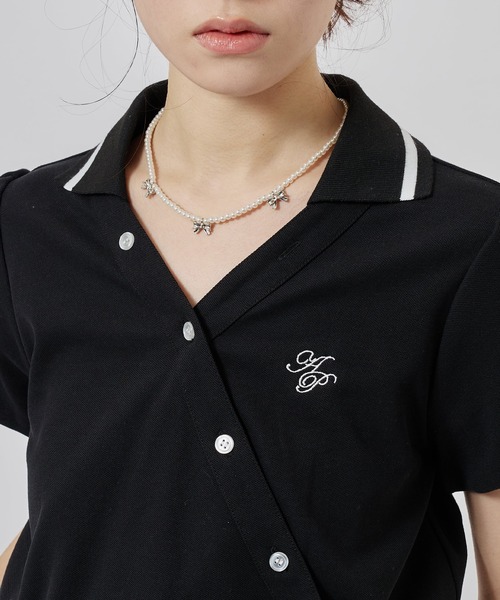 atmos pink(アトモスピンク)の「atmos pink Cashe-Coeur Polo Shirt / アトモスピンク カシュクール ポロ シャツ(ポロシャツ・レディース・ブラック/ホワイト/グリーン・FREE)」の12枚目の写真
