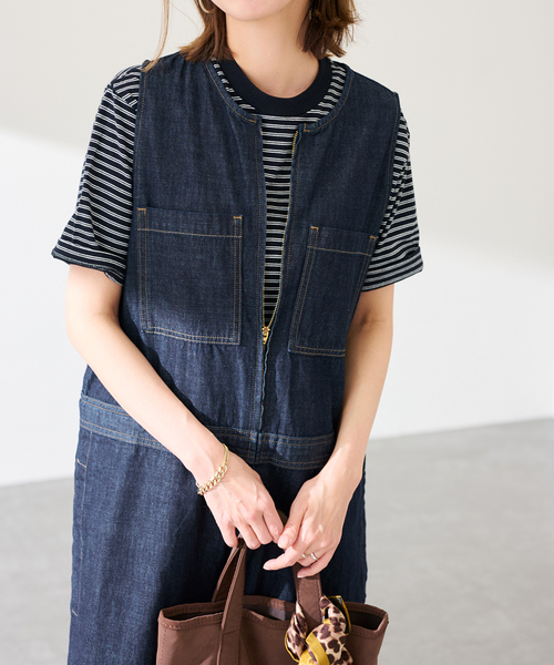 FRAMeWORK（フレームワーク）の「≪追加≫WHITE FIELD/ホワイトフィールド ノースリーブオールインワン（つなぎ/オールインワン・レディース・ネイビー・38/36）」の5枚目の写真