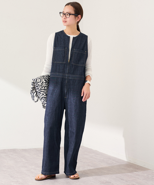 FRAMeWORK（フレームワーク）の「≪追加≫WHITE FIELD/ホワイトフィールド ノースリーブオールインワン（つなぎ/オールインワン・レディース・ネイビー・38/36）」の7枚目の写真