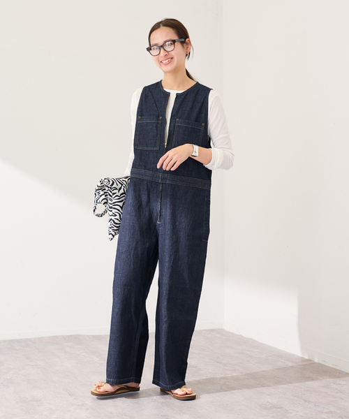 FRAMeWORK（フレームワーク）の「≪追加≫WHITE FIELD/ホワイトフィールド ノースリーブオールインワン（つなぎ/オールインワン・レディース・ネイビー・38/36）」の8枚目の写真