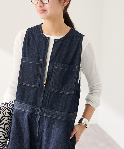 FRAMeWORK（フレームワーク）の「≪追加≫WHITE FIELD/ホワイトフィールド ノースリーブオールインワン（つなぎ/オールインワン・レディース・ネイビー・38/36）」の12枚目の写真