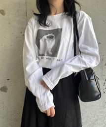 子猫プリントデザインロンT／長袖Tシャツ
