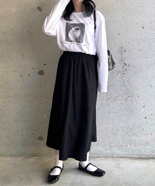 etta(エタ)の「子猫プリントデザインロンT/長袖Tシャツ(Tシャツ/カットソー・レディース・ホワイト・MEDIUM/SMALL/LARGE/X-LARGE)」の5枚目の写真