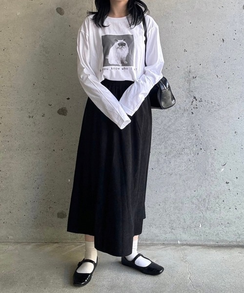 etta(エタ)の「子猫プリントデザインロンT/長袖Tシャツ(Tシャツ/カットソー・レディース・ホワイト・MEDIUM/SMALL/LARGE/X-LARGE)」の6枚目の写真