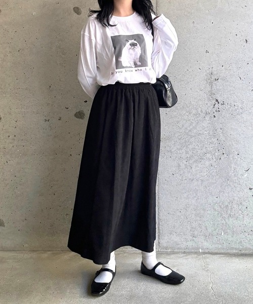 etta(エタ)の「子猫プリントデザインロンT/長袖Tシャツ(Tシャツ/カットソー・レディース・ホワイト・MEDIUM/SMALL/LARGE/X-LARGE)」の7枚目の写真