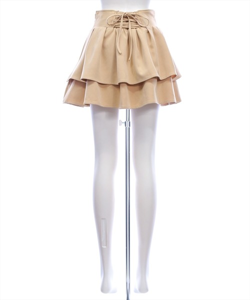 clear（クリア）の「バックレースアップインパン付2段フリルティアードミニスカート[着回し力抜群 ガーリー]≪新作≫（スカート・レディース・オフホワイト/ベージュ/ブラック・F）」の14枚目の写真