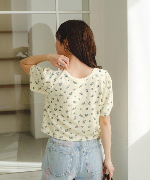 Kastane（カスタネ）の「パイルフラワーtee（Tシャツ/カットソー・レディース・ブラック/イエロー・FREE）」の5枚目の写真