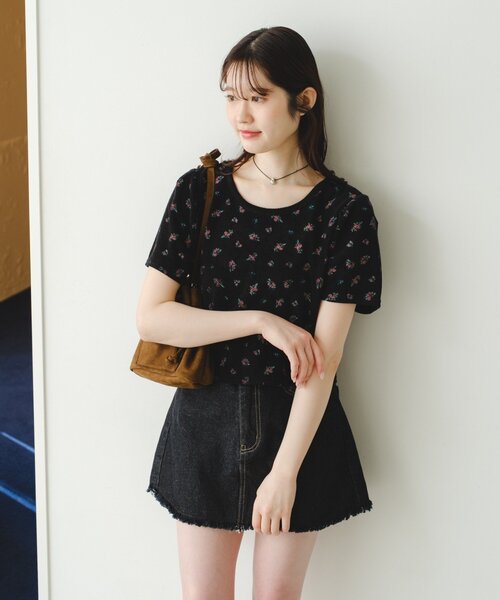 Kastane（カスタネ）の「パイルフラワーtee（Tシャツ/カットソー・レディース・ブラック/イエロー・FREE）」の11枚目の写真